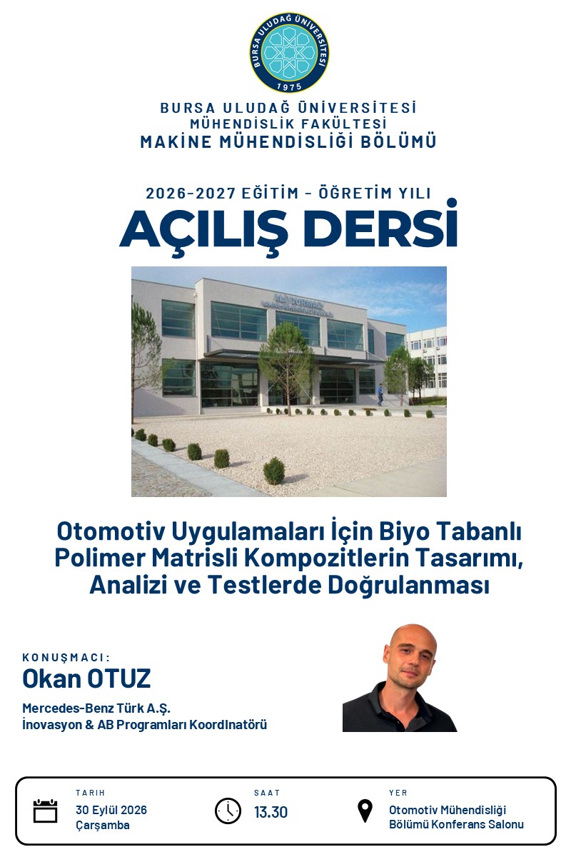 2026-2027 Eğitim Öğretim Yılı Makine Mühendisliği Bölümü Açılış Dersi